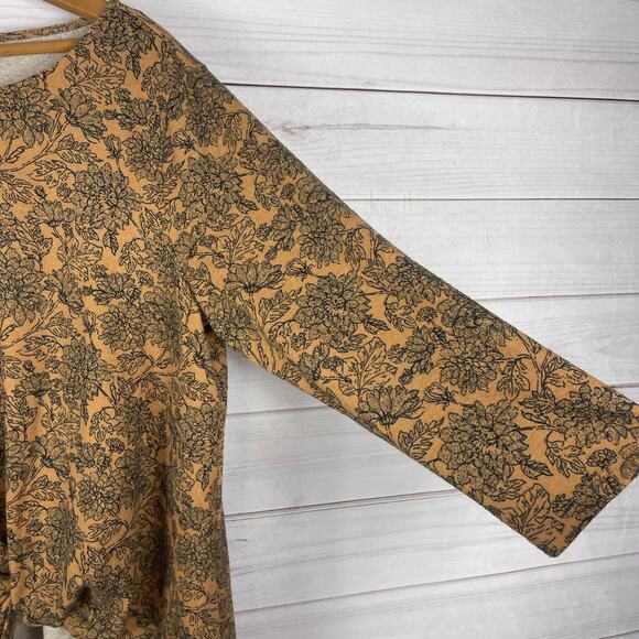 Zac &‎ Rachel Brown Floral All Over Print Women's Twist Blouse Size XL - Picture 3 of 7